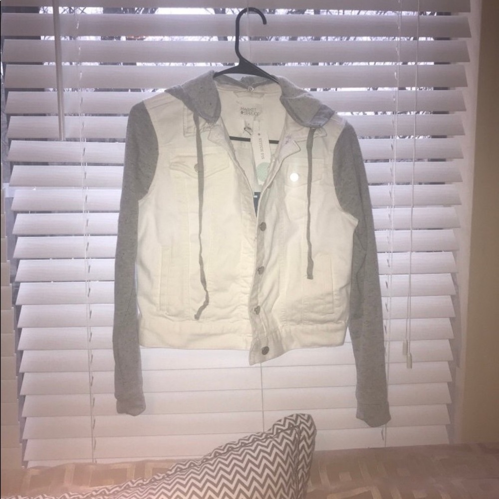 market and spruce - mixed media denim jacket